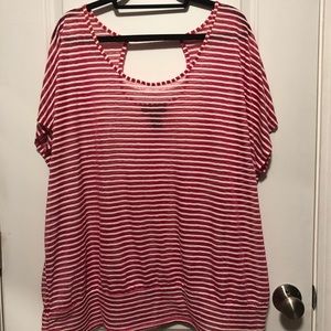Lane Bryant pink and white striped top